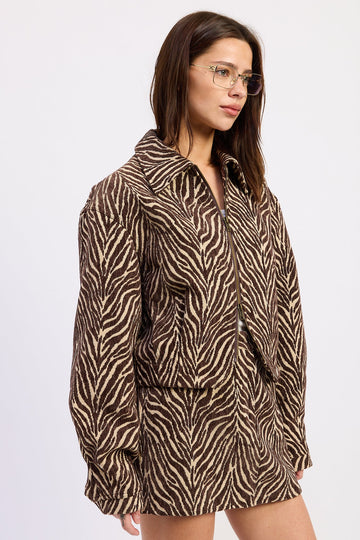 Emory Park Elspeth Jacquard Jacket in Brown Tan view 2 (layer)