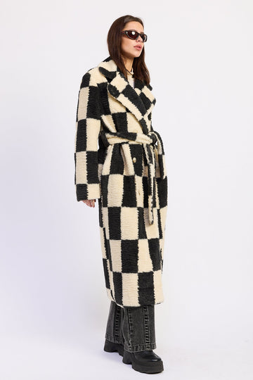 Emory Park Eudocia Coat in Ivory Black view 2 - Eudocia Name (layer)