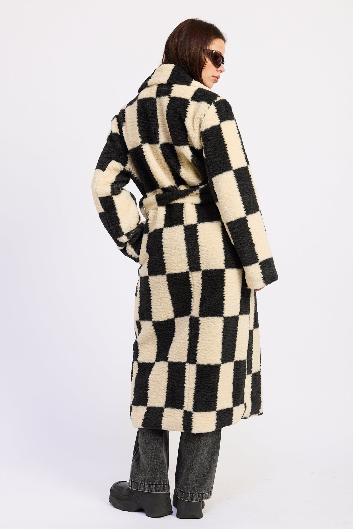 Emory Park Eudocia Coat in Ivory Black view 3 - Eudocia Name (layer)