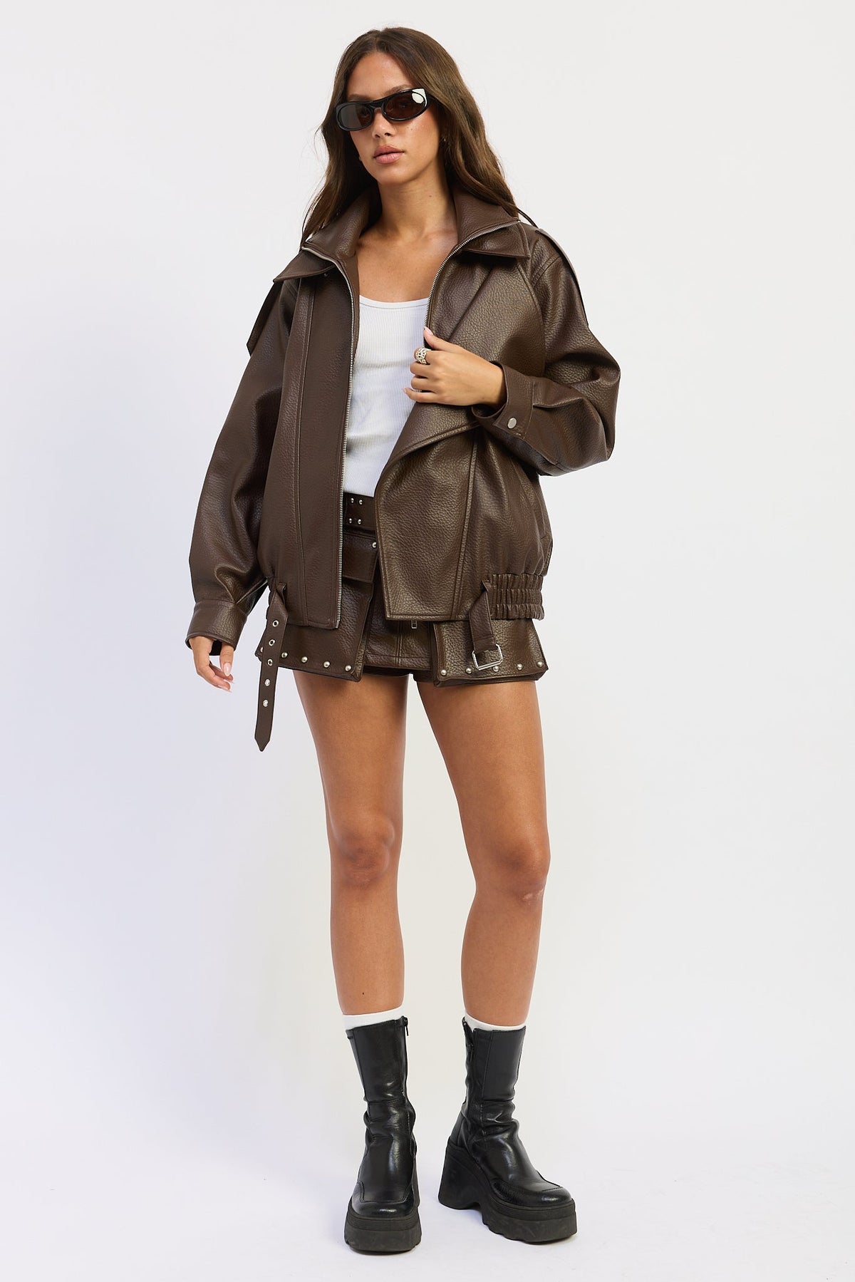 Emory Park Gabriella Bomber Jacket in Burgundy view 8 - Gabby Bomber Jacket (layer)