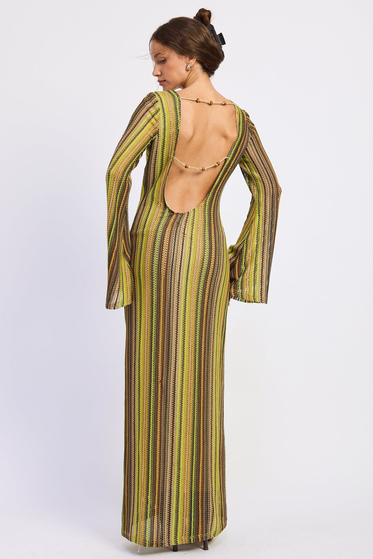 Emory Park Helena Maxi Dress in Green Brown view 3 - Helena Maxi Dress Babyboo