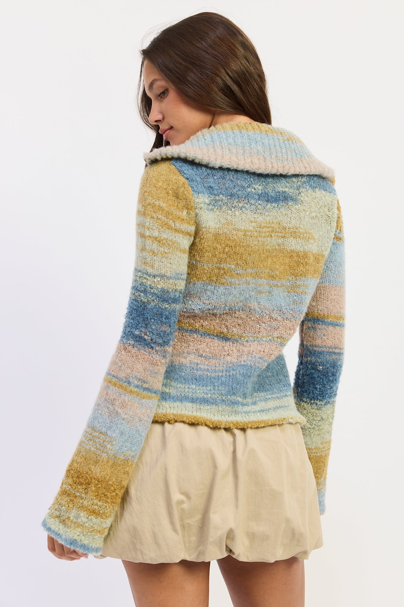 Emory Park Jolene Cardigan Top in Baby Blue Combo view 3 - Jolene Cardigan Brandy Melville