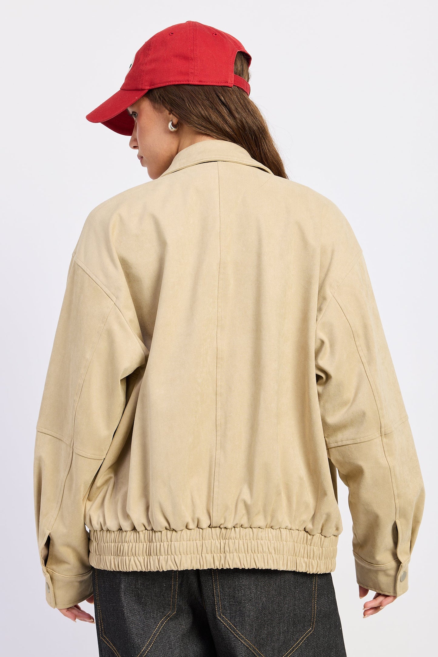 Emory Park Journey Bomber Jacket in Light Beige view 3 - Travel Bomber Jacket (layer)