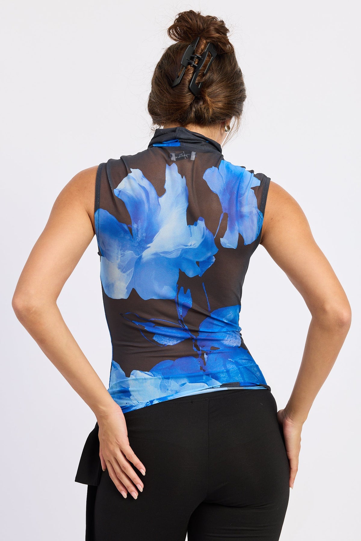 Emory Park Lilou Top in Black Blue Floral view 3 - Lilou Top Aritzia