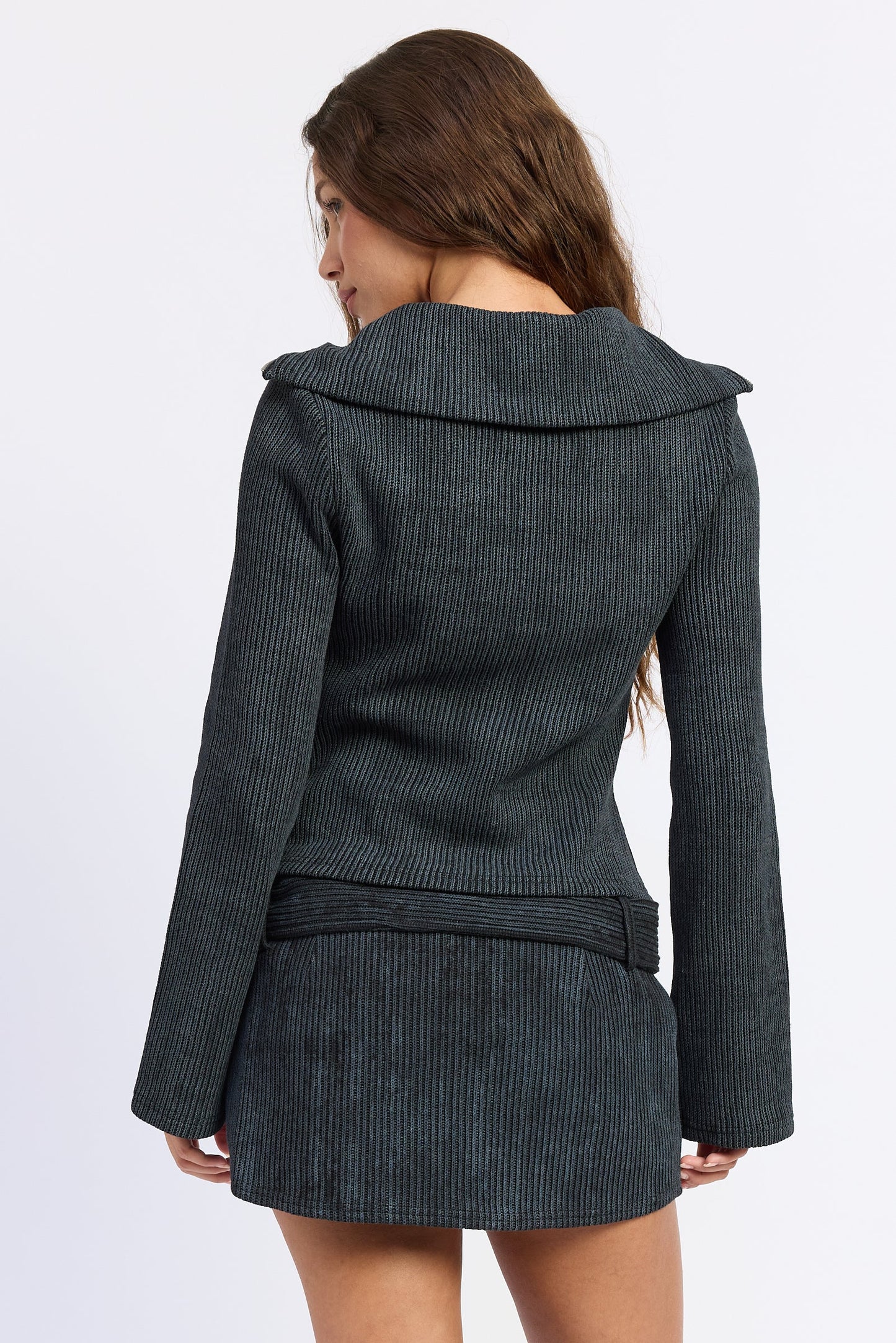 Emory Park Liora Cardigan Top in Dark Grey view 3 - Liora Cardigan Pattern