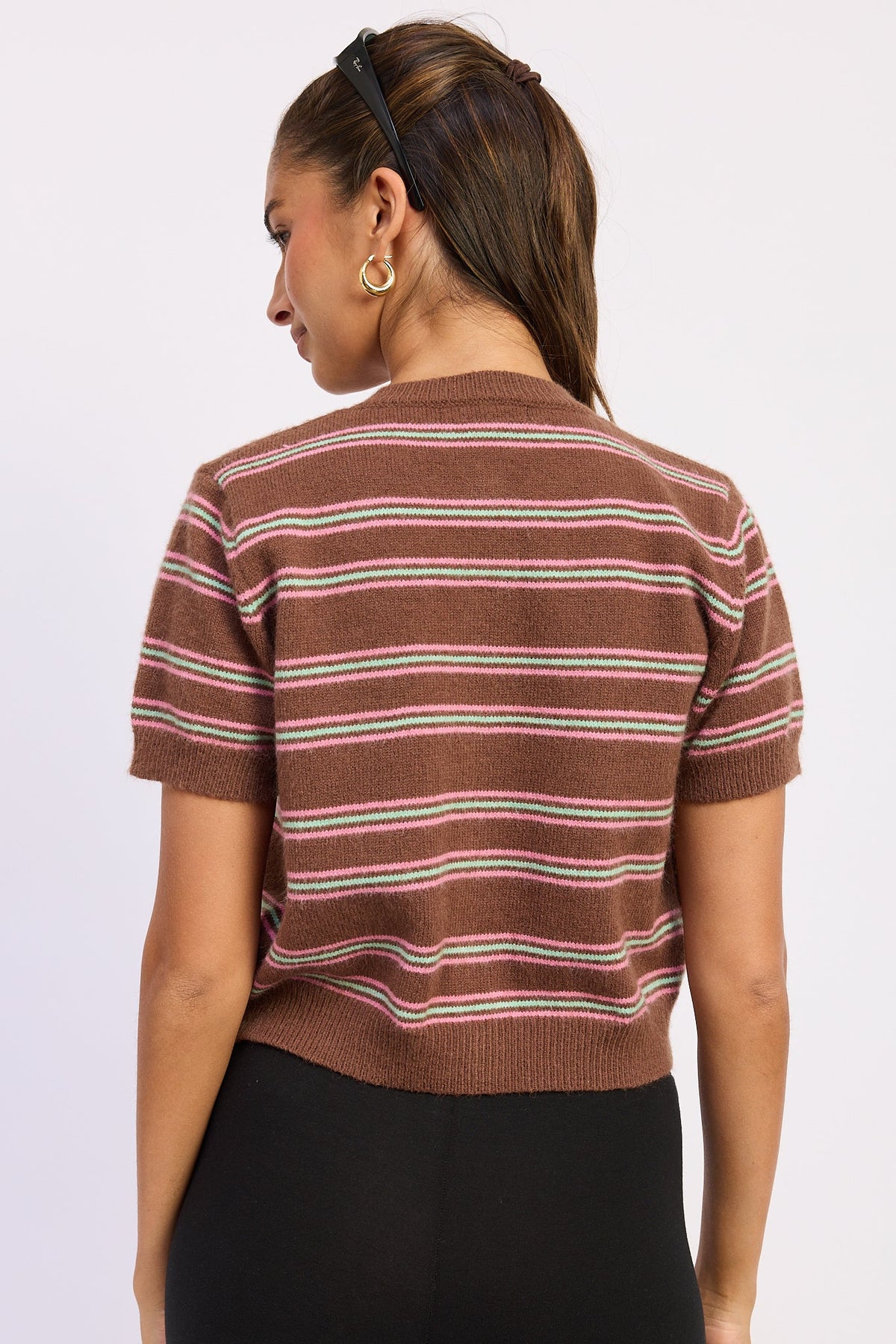 Emory Park Lola Cradigan in Brown Combo view 3 - Lola Cardigan (top)