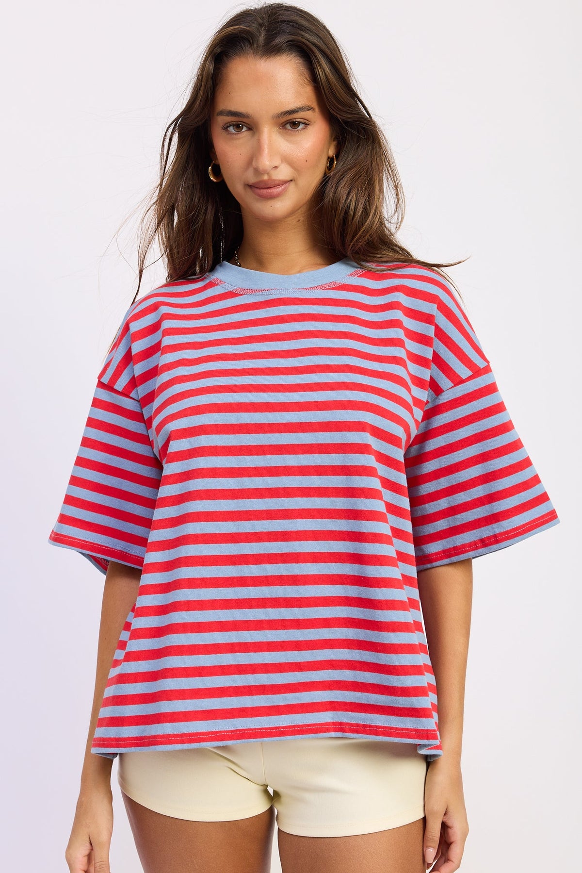 Emory Park Nerissa Oversized Top in Dusty Blue Red view 5 - Relaxed Fit