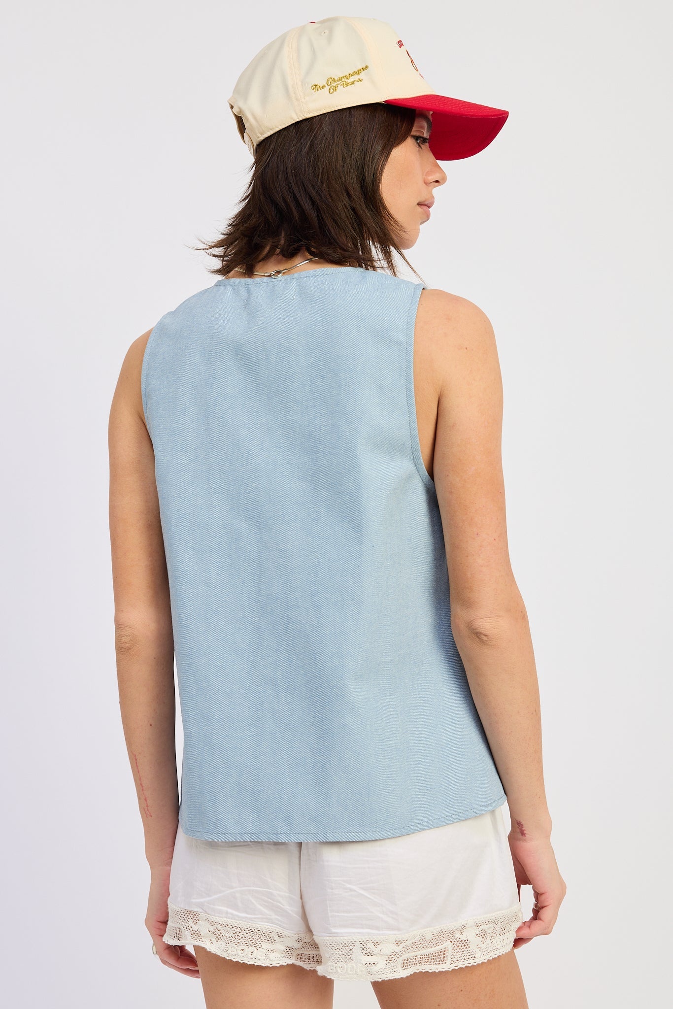 Emory Park Nisa Vest Top in Washed Blue view 3 - Nisa Halter Top