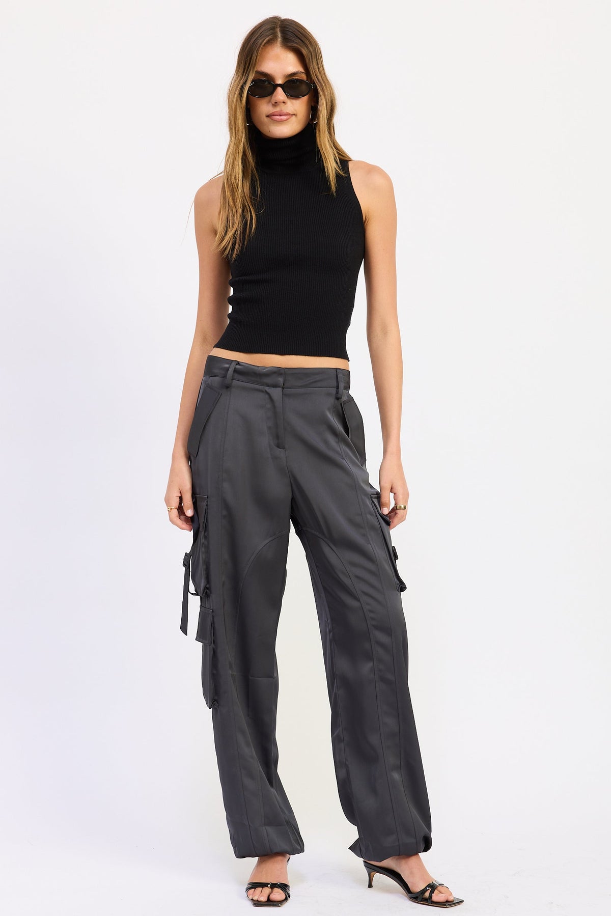 Emory Park Novalie Cargo Jogger in Charcoal - Comfort Stretch - Nova Cargo Jeans (bottom)