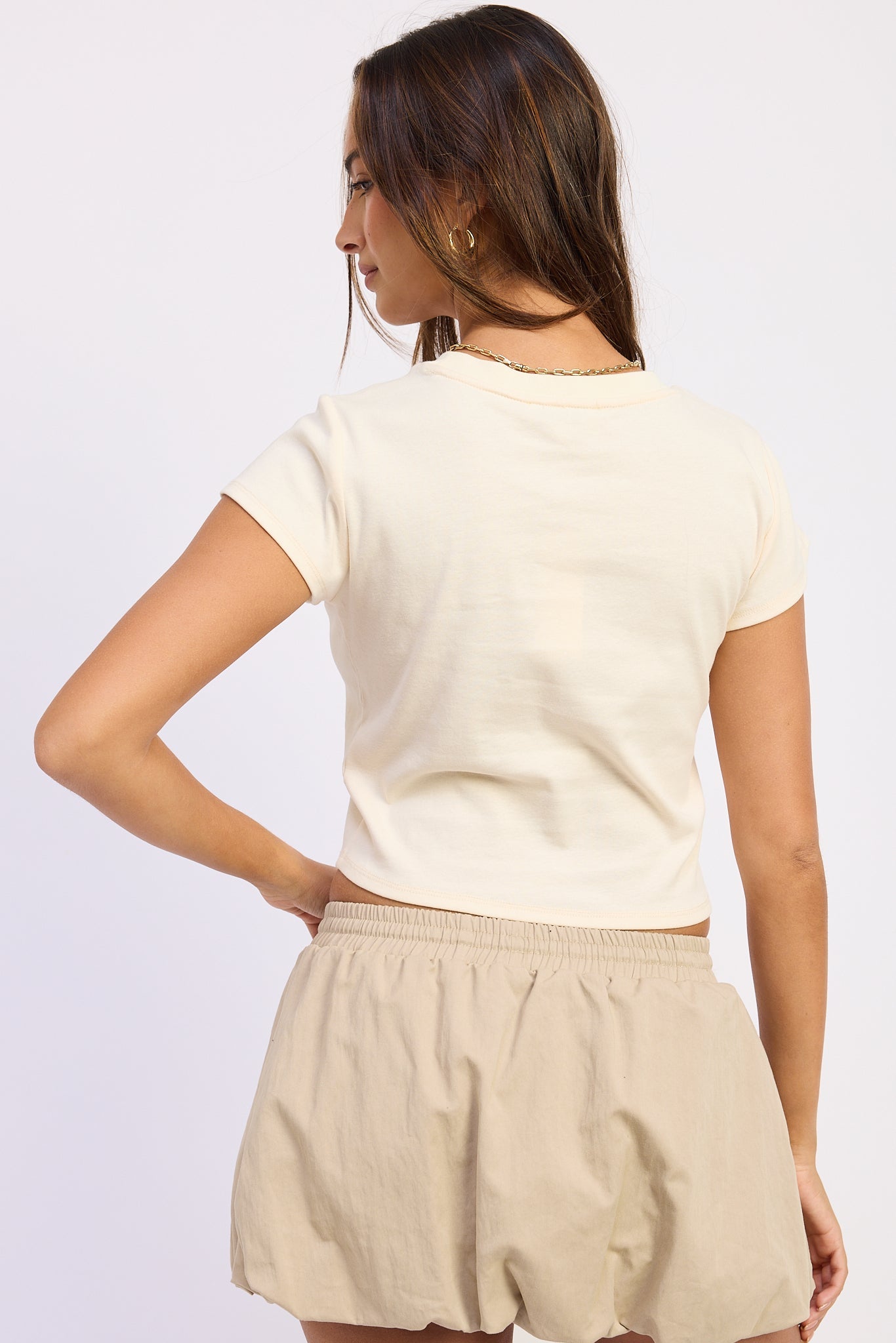 Emory Park Paige Baby Tee in Cream view 9 - Paige Bueckers Baby Tee (top)