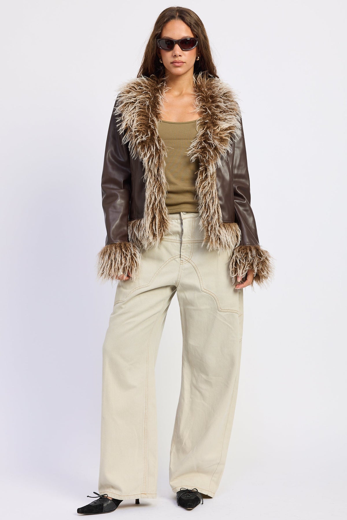Emory Park Soraya Fur Jacket in Brown view 5 - Sorayama Jacket (layer)