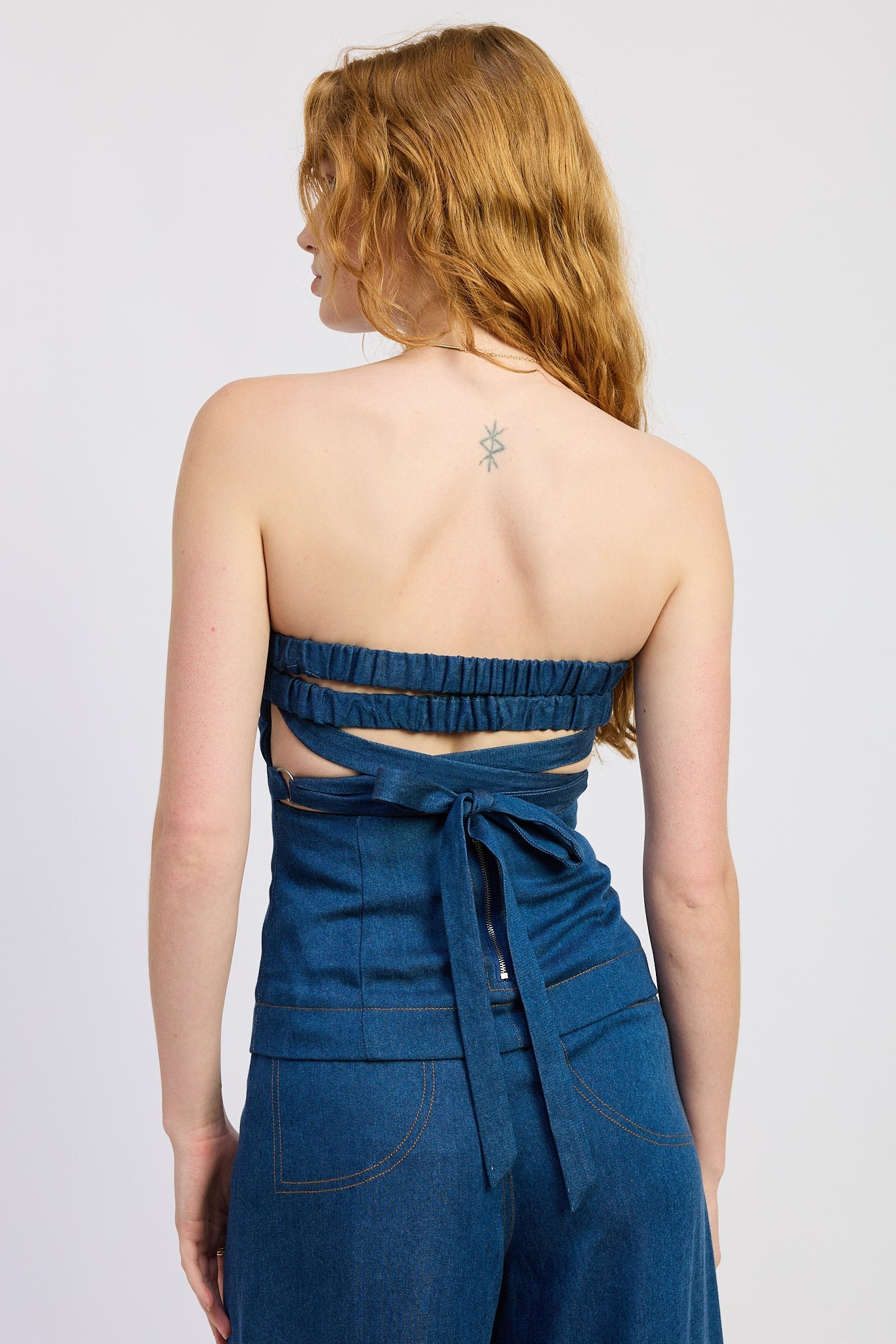 Emory Park Starla Tube Top in Med Blue view 3