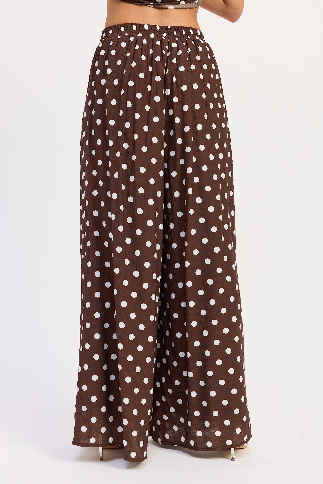 Emory Park Valerie Wide Pants in Brown Polka Dot view 3 - Valerie Wide Leg Pants (bottom)
