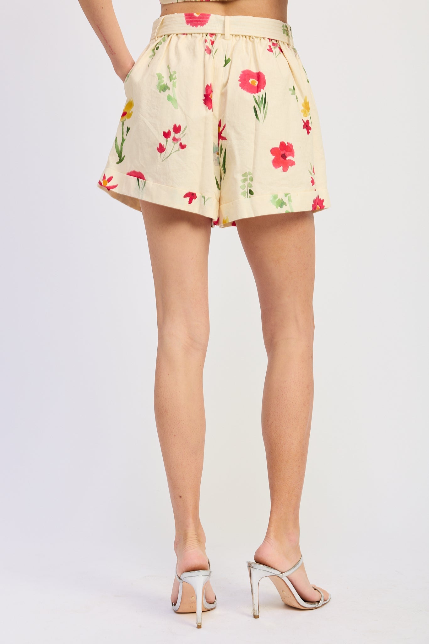 Emory Park Vionnet Shorts in Ivory Multi view 3 (bottom)