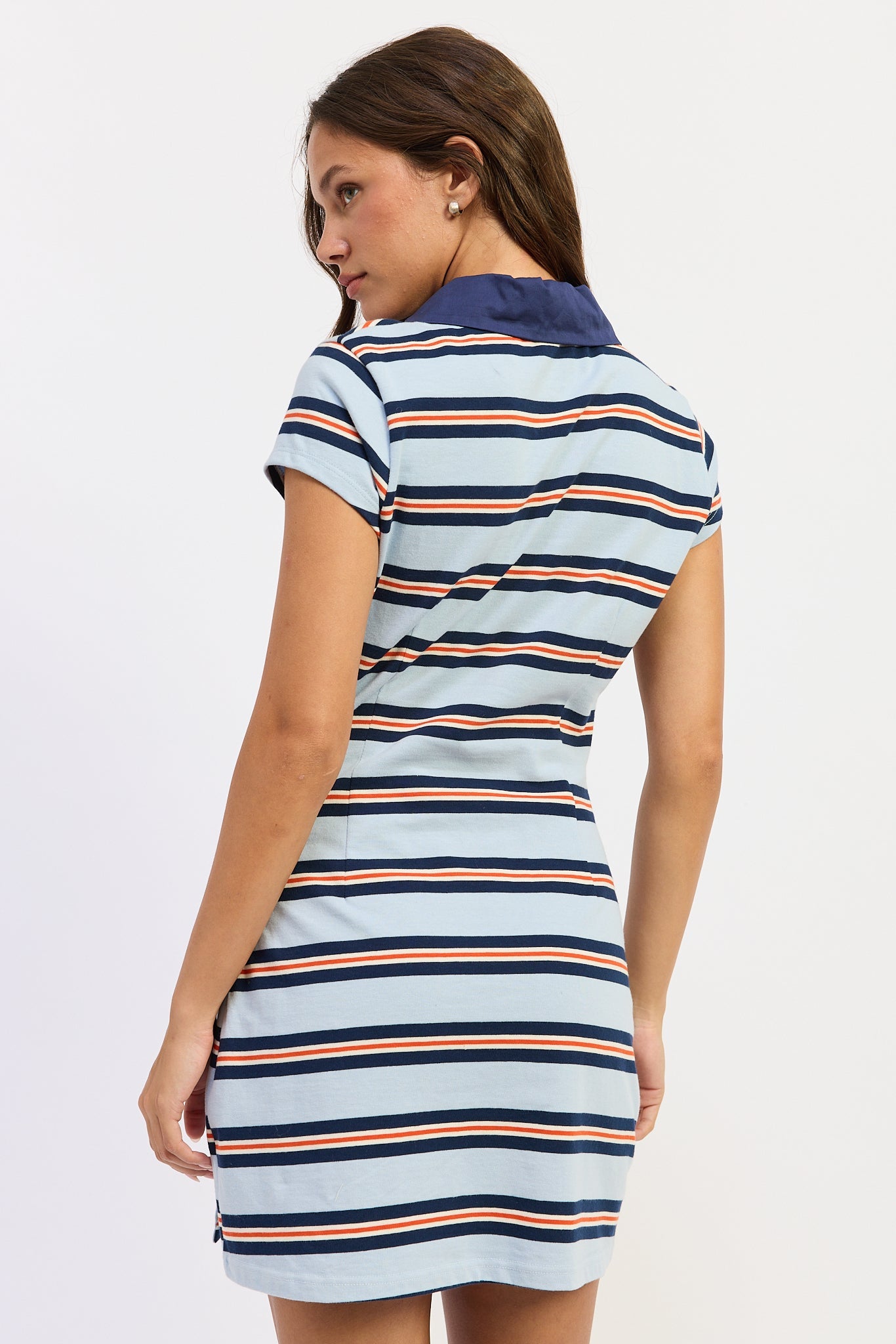Emory Park Zinnia Mini Dress in Blue Navy view 3 - Zinnia Mesh Mini Dress Azure