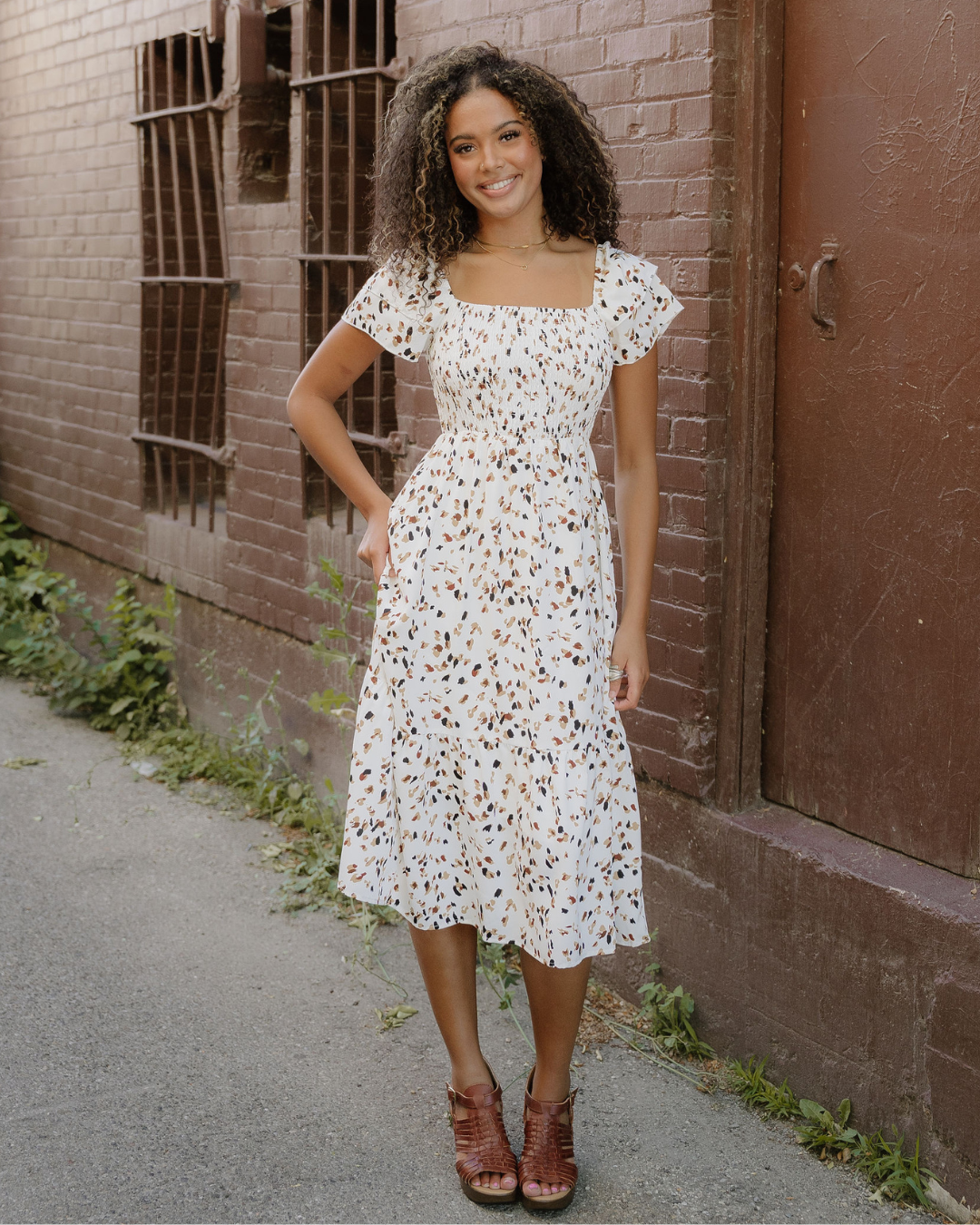 Estelle Smocked Square Neck Ruffle Short Sleeve Dress in XL view 4 - Estelle Sleeveless Dress