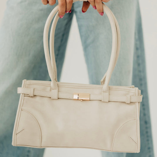 Ethel Vegan Leather Shoulder Bag in Cream view 2