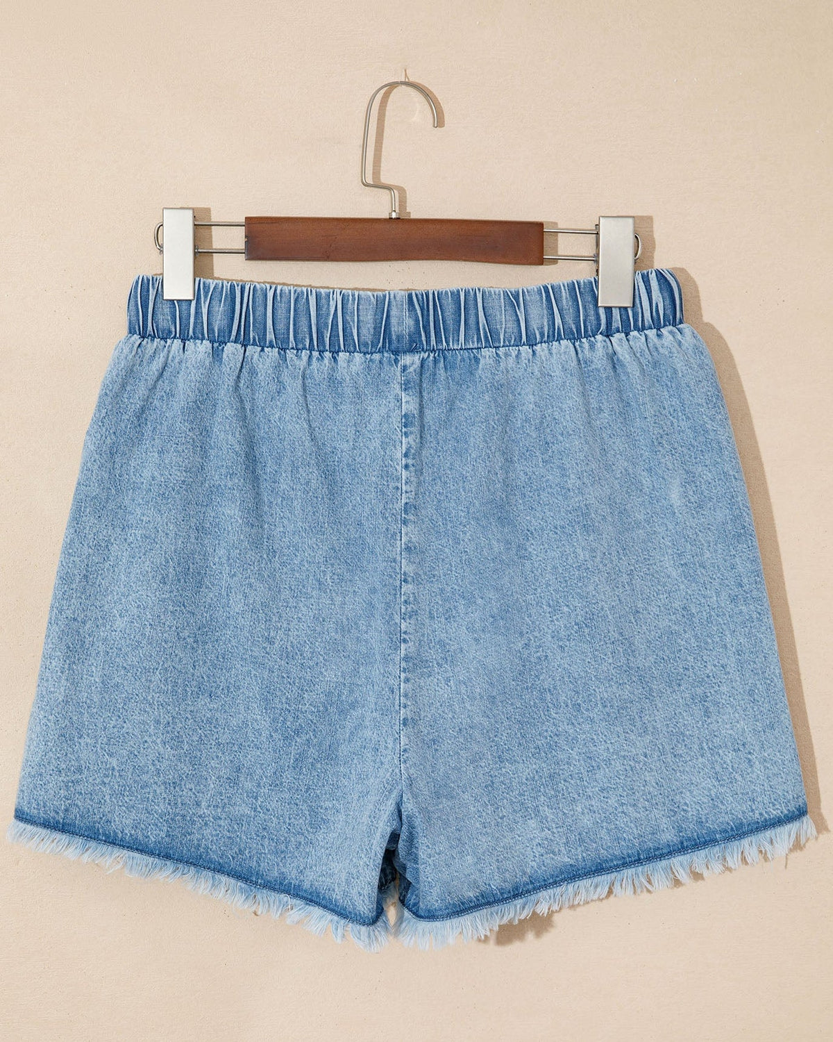 Finlee Frayed Edge Casual Denim Shorts in Myosotis view 4 (bottom)