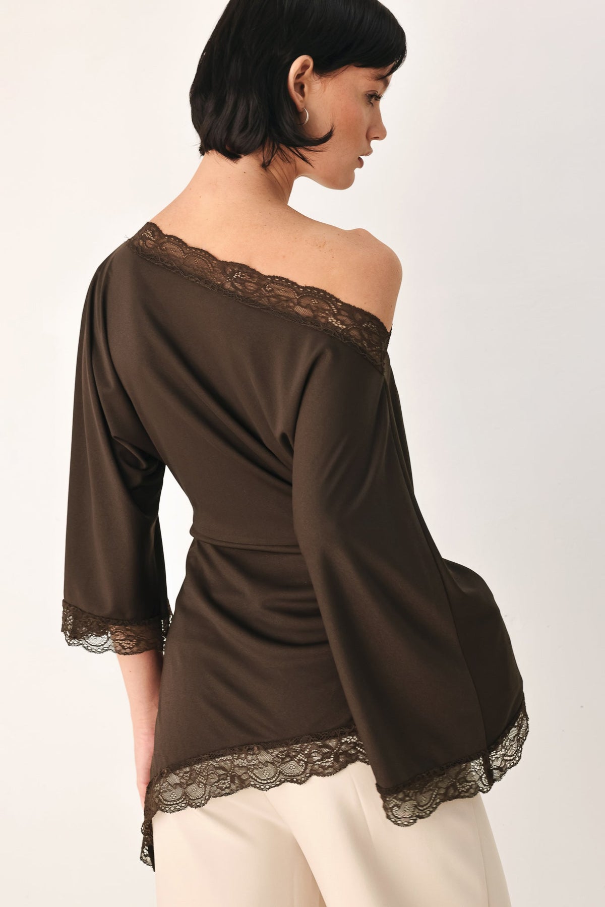 Flying Tomato After Hours Lace Trim Asymmetrical Top view 17 - After Hours Top Gainers