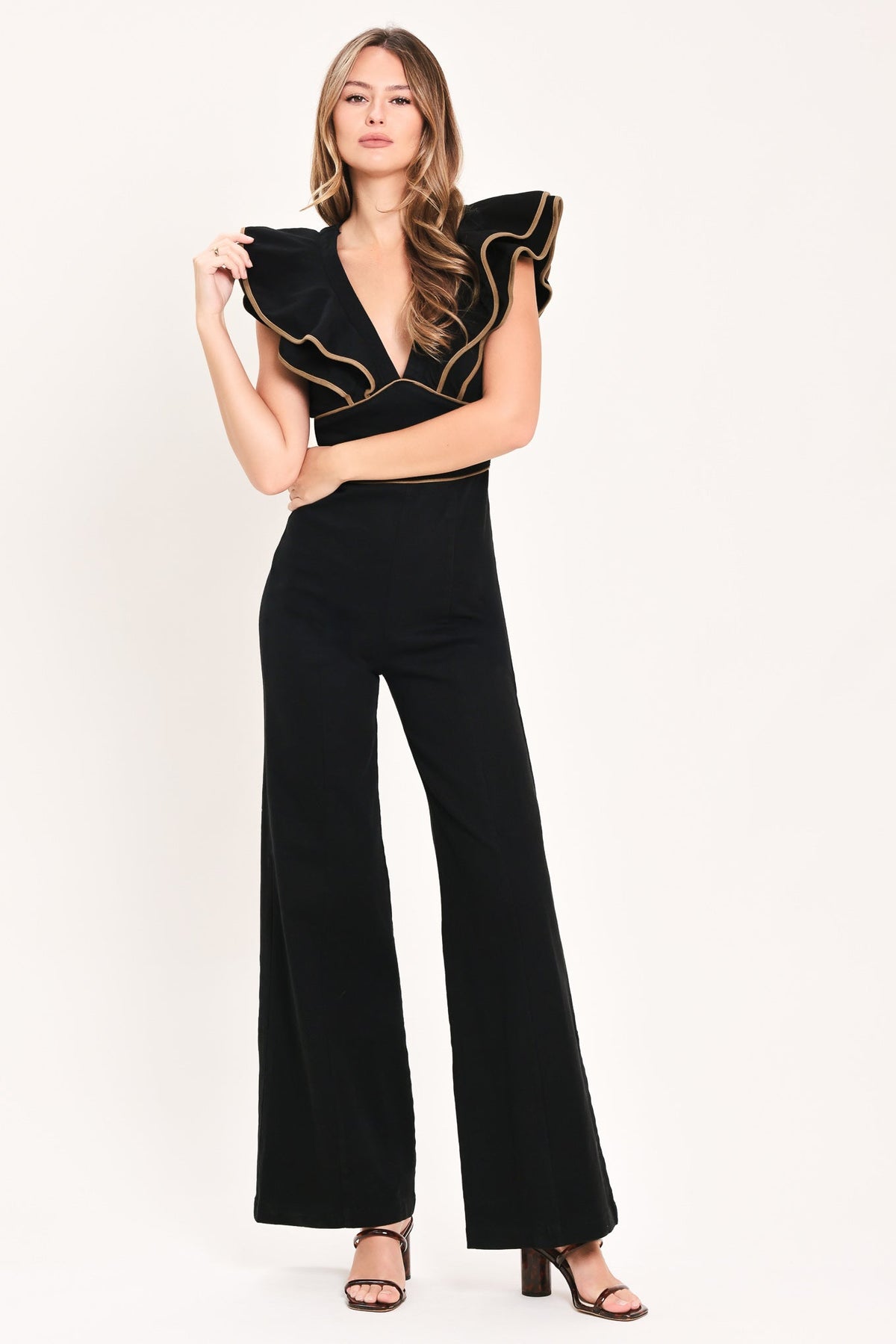 Flying Tomato Black Swan Ascent Woven Jumpsuit in BLACK view 3 - Is A Black Jumpsuit Formal (one-piece)