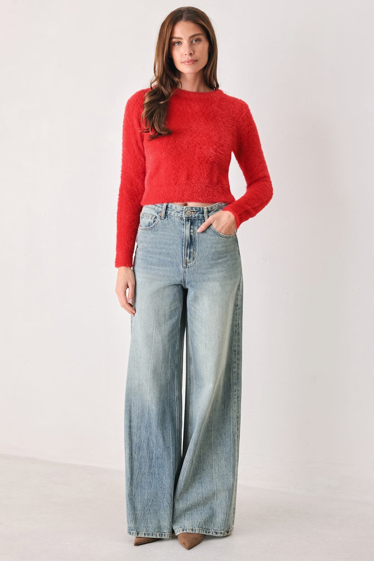 Flying Tomato Color Pop Fuzzy Sweater Top view 14 - Color Pop Hoodie