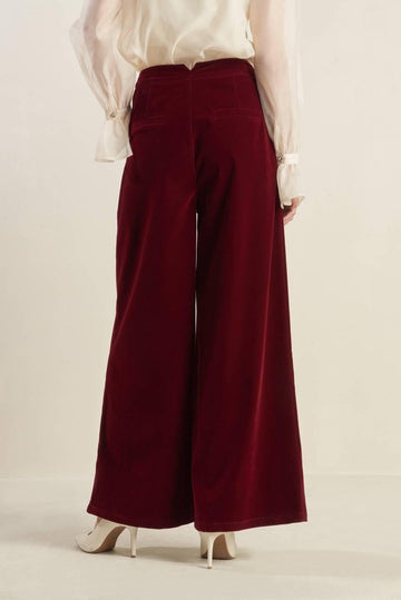 Flying Tomato Coy Charm Velvet Pants in BERRY view 2 - Charm Pants Off (bottom)