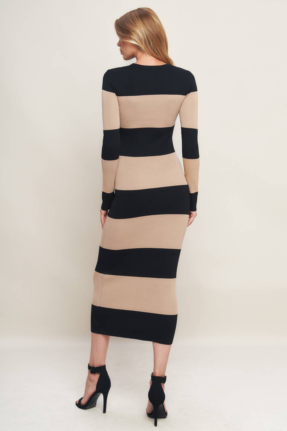 Flying Tomato Espresso & Cream Sweater Knit Midi Dress view 13 - Fall Wardrobe Essential - Dress Sweater