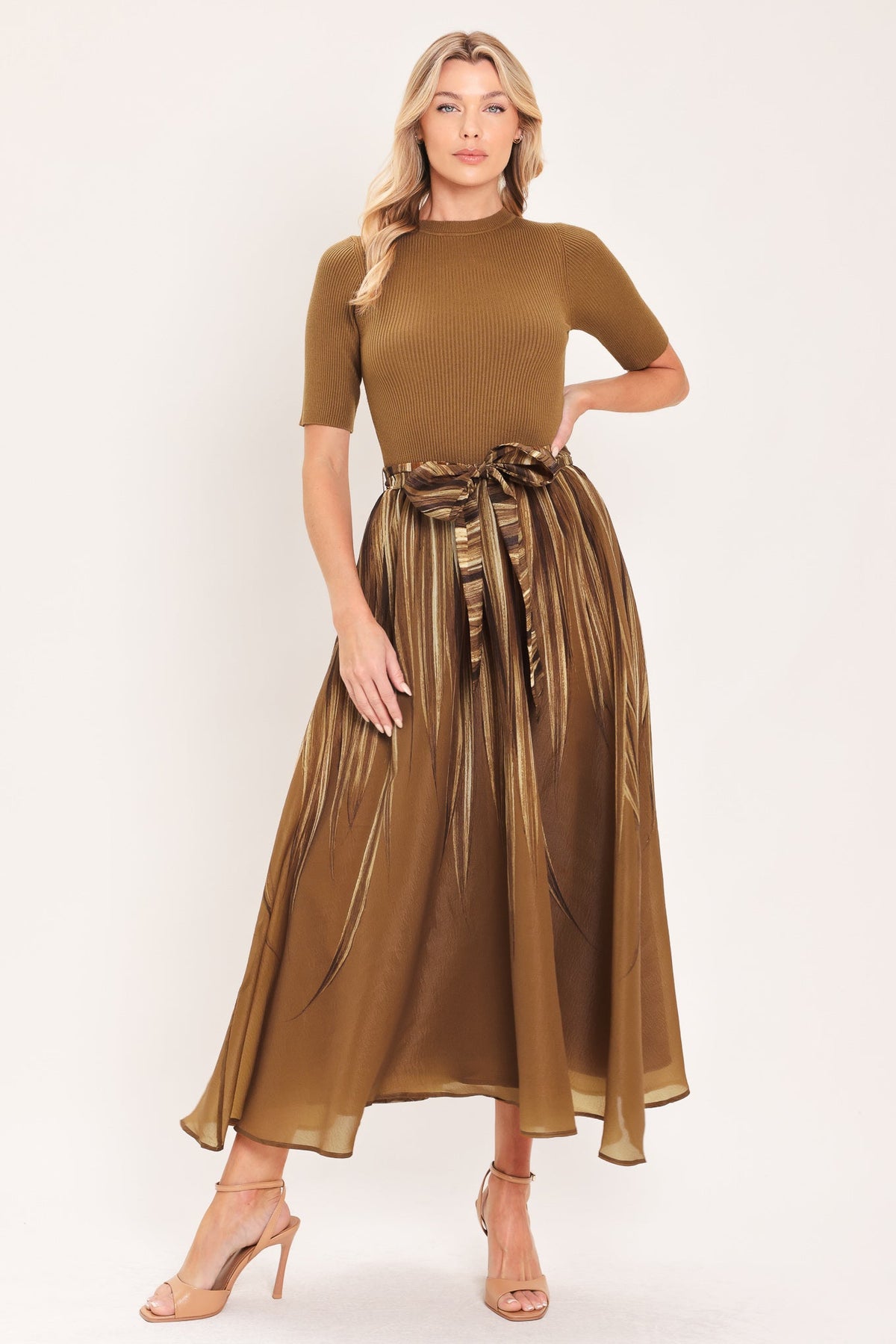 Flying Tomato Golden Quill Romance Midi Dress view 5 - Golden Feather Dress