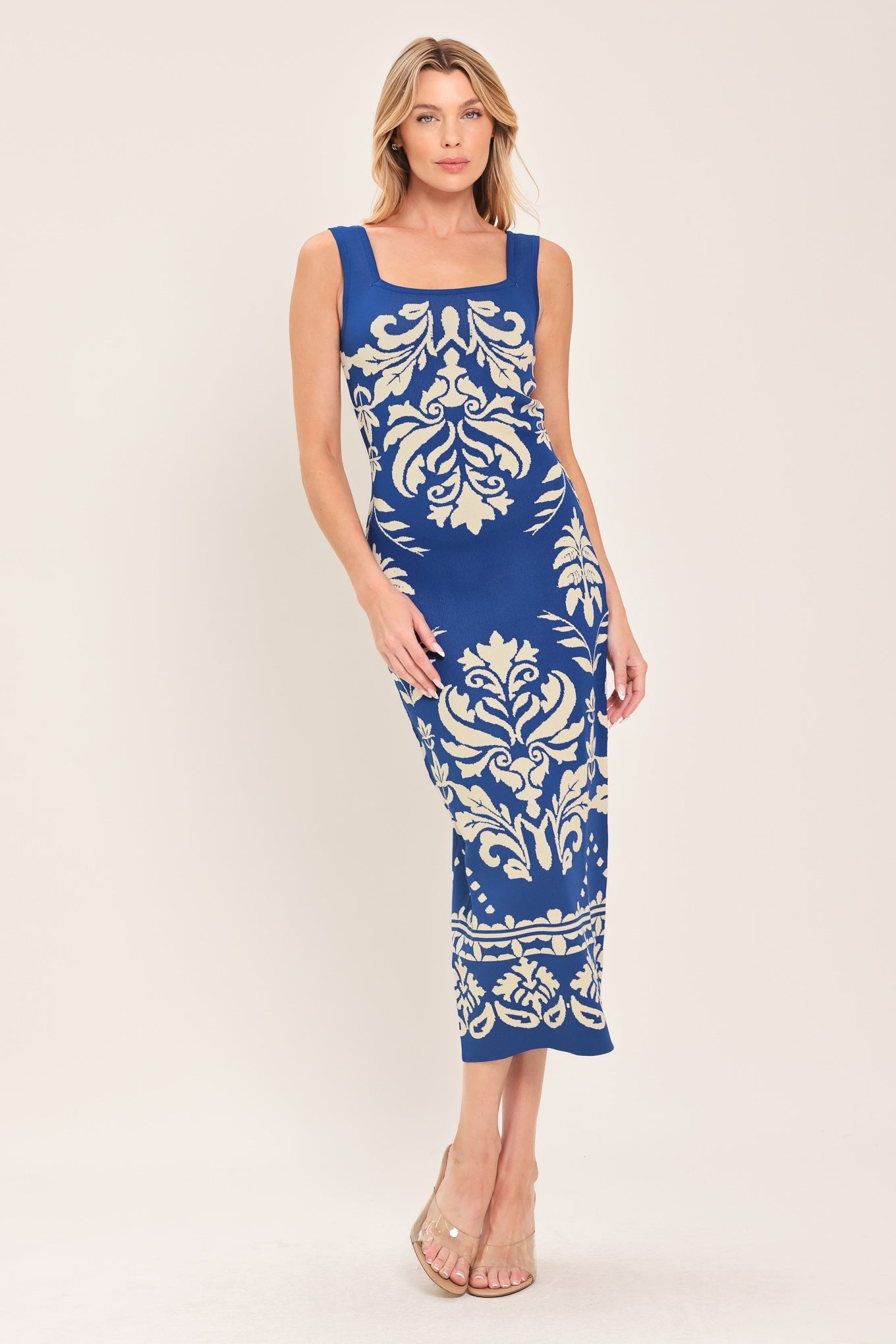 Flying Tomato Greek Isle Glam Jacquard Midi Dress view 12 - Greek Island Dress