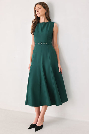 Flying Tomato Hazelnut Ballet Woven Midi Dress in BROWN view 2