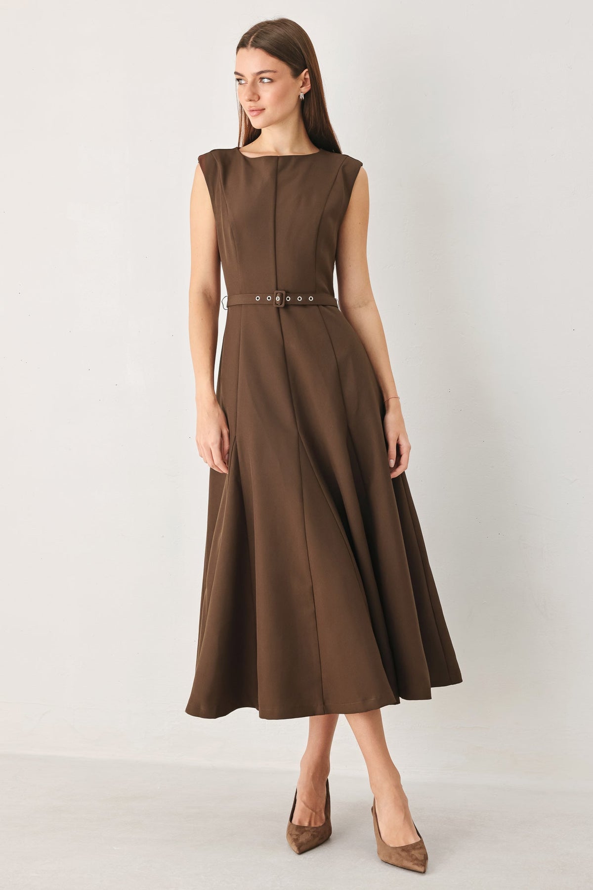 Flying Tomato Hazelnut Ballet Woven Midi Dress in TEAL view 6