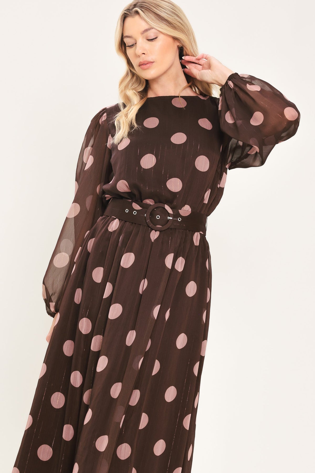 Flying Tomato Mauve Mocha Brown/mauve Statement Midi Dress view 6 - Mocha Mauve Dress