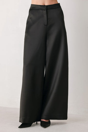 Flying Tomato Modern Noir Black/burgundy Wide-leg Pants in BLACK view 2 - Neo Noir Pants (bottom)