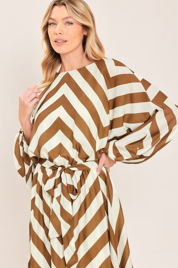 Flying Tomato Resort Chevron Woven Maxi Dress in IVORY/BROWN view 2 - Summer Outfit Idea