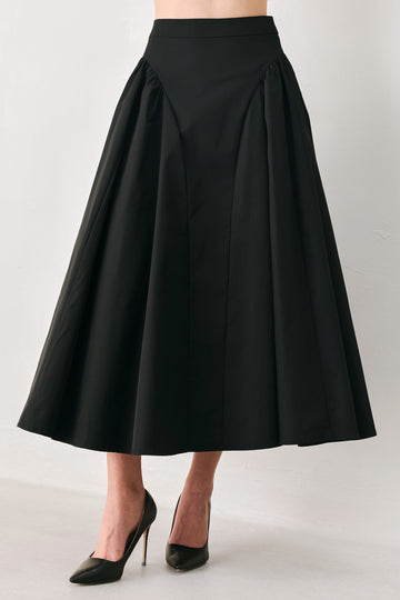 Flying Tomato Sculpted Noir Shirred Midi Skirt in BURGUNDY view 2 (dress)