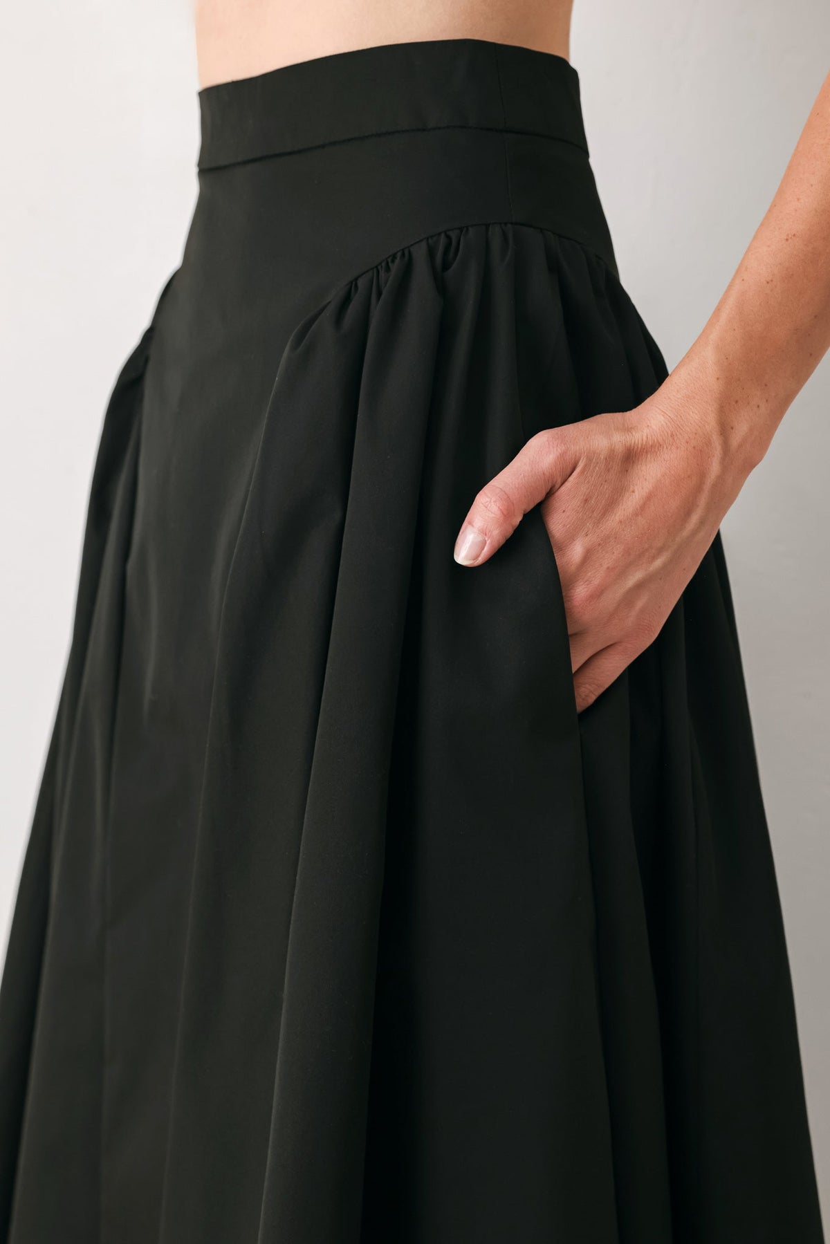 Flying Tomato Sculpted Noir Shirred Midi Skirt view 11 (dress)