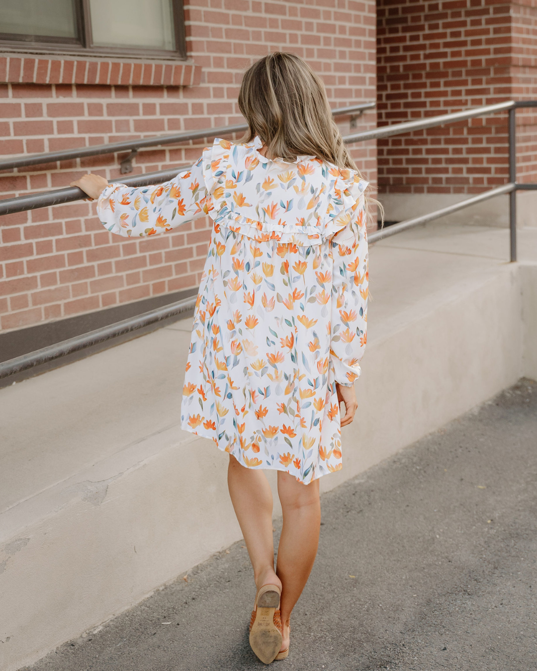 Gia Frilled Detail Long Sleeve Mini Dress view 7 - Gia Poplin Frill Mini Dress