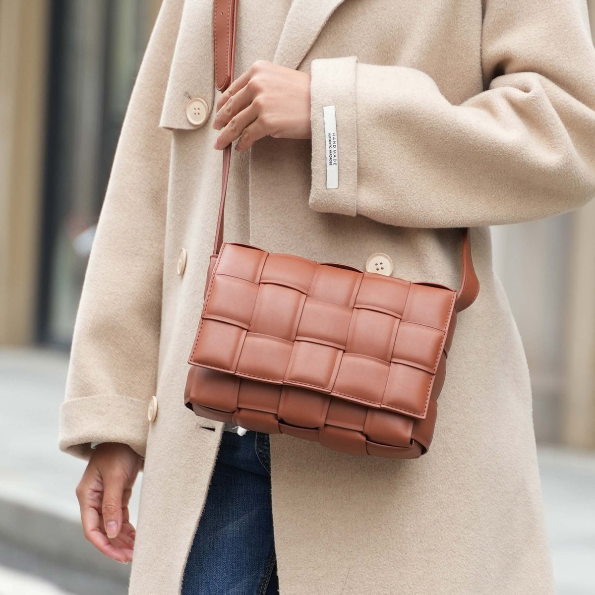 Ginger Woven Shoulder Bag in Brown view 2 - Ginger Woven Shoulder Bag Steve Madden