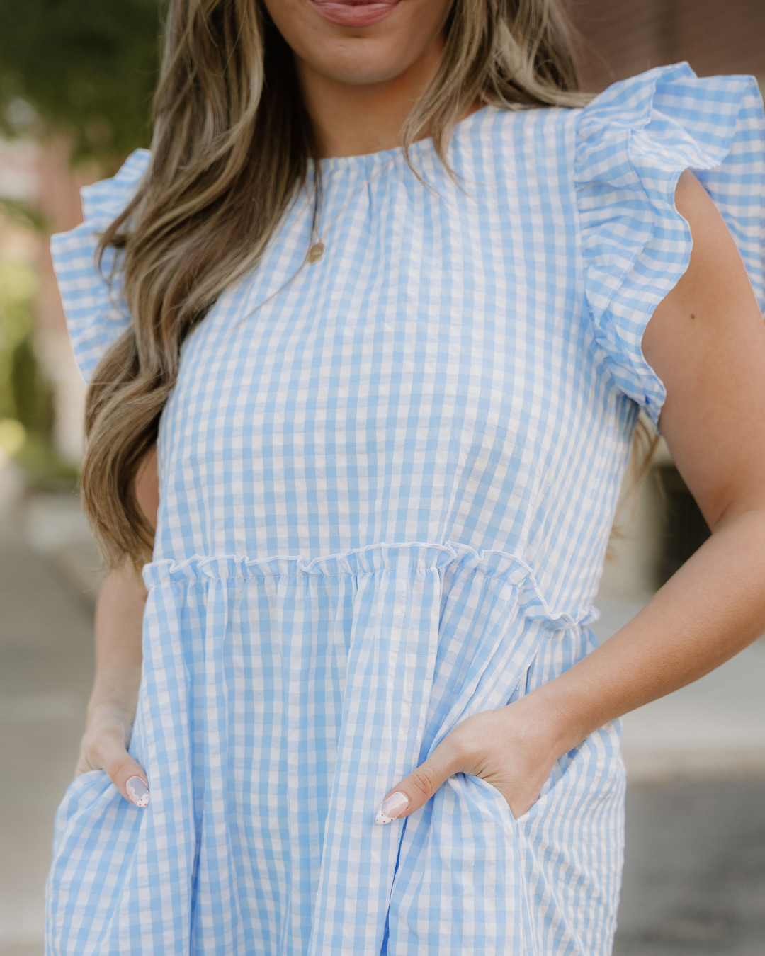 Gingham Knot Back Ruffled Maxi Dress view 5 - Gingham Knit Dress