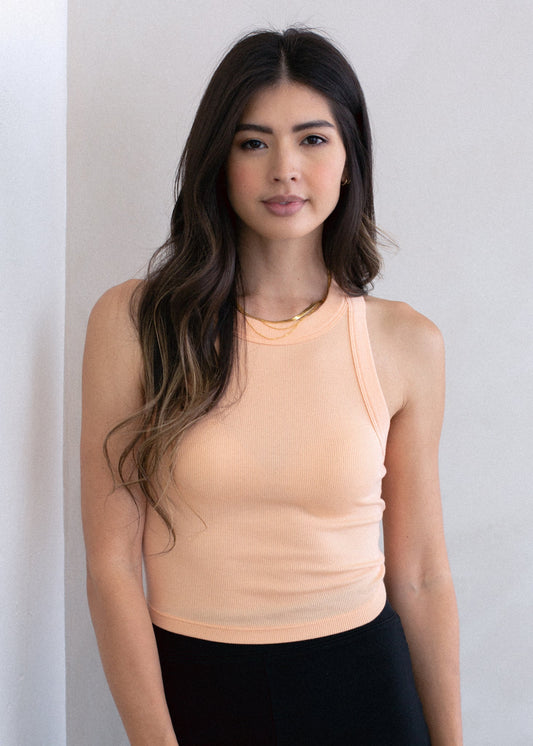 Glee + Co Cropped High Neck Rib Tank in XS view 2 - High Cropped Tank Top