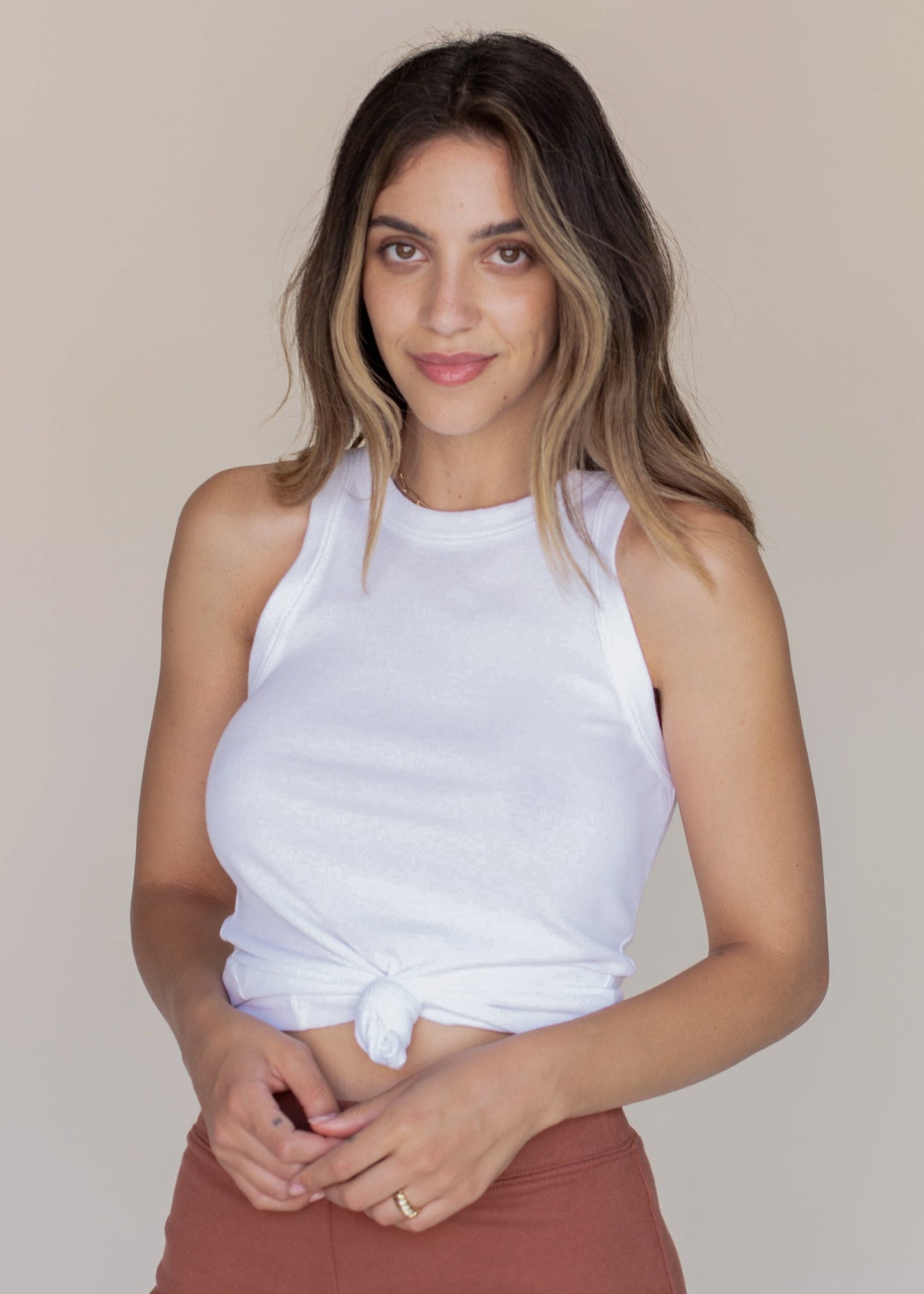Glee + Co High Neck Rib Tank in XS view 3 - High Neck Ribbed Tank (top)