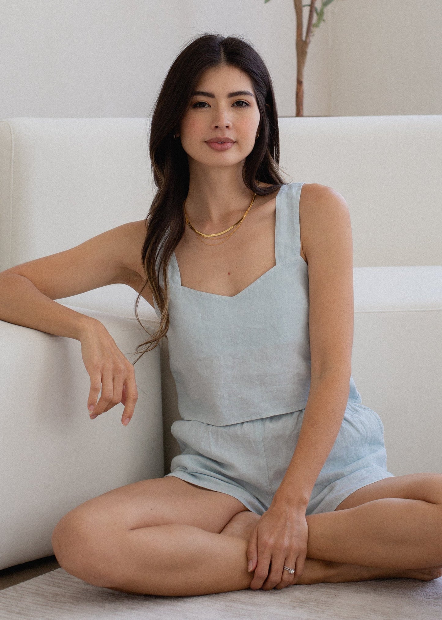 Glee + Co Linen Strap Tank in S view 6 - Linen Strap Tank Top