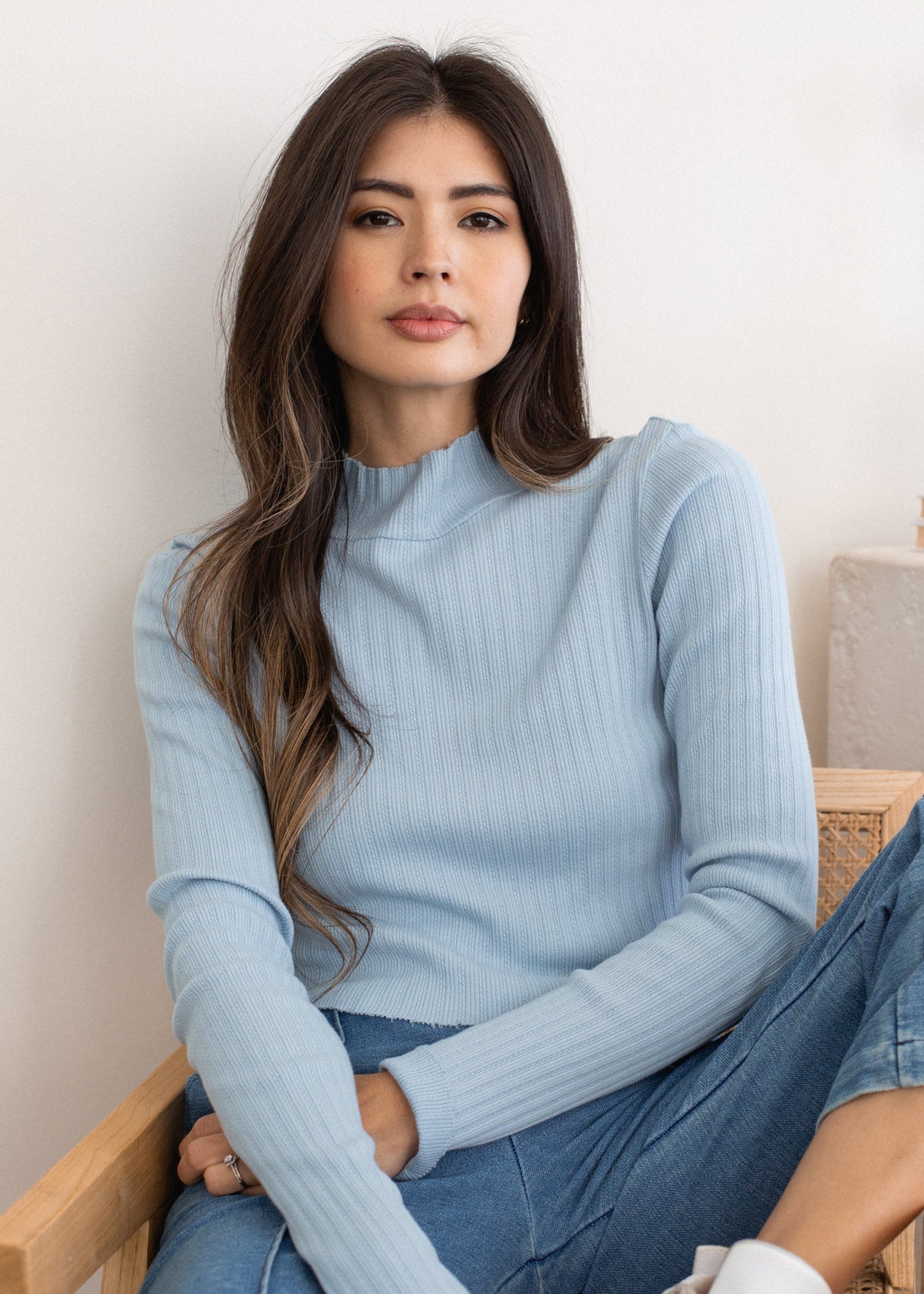 Glee + Co Pointelle Mock Neck Long Sleeve in S view 4 (piece)