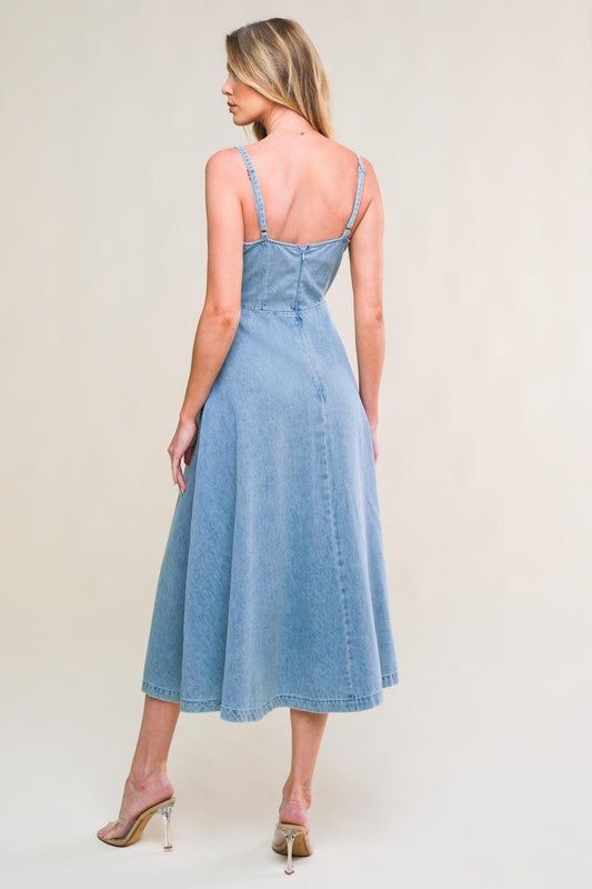 Gorgeous Adornment Denim Mini Dress in LIGHT INDIGO view 2