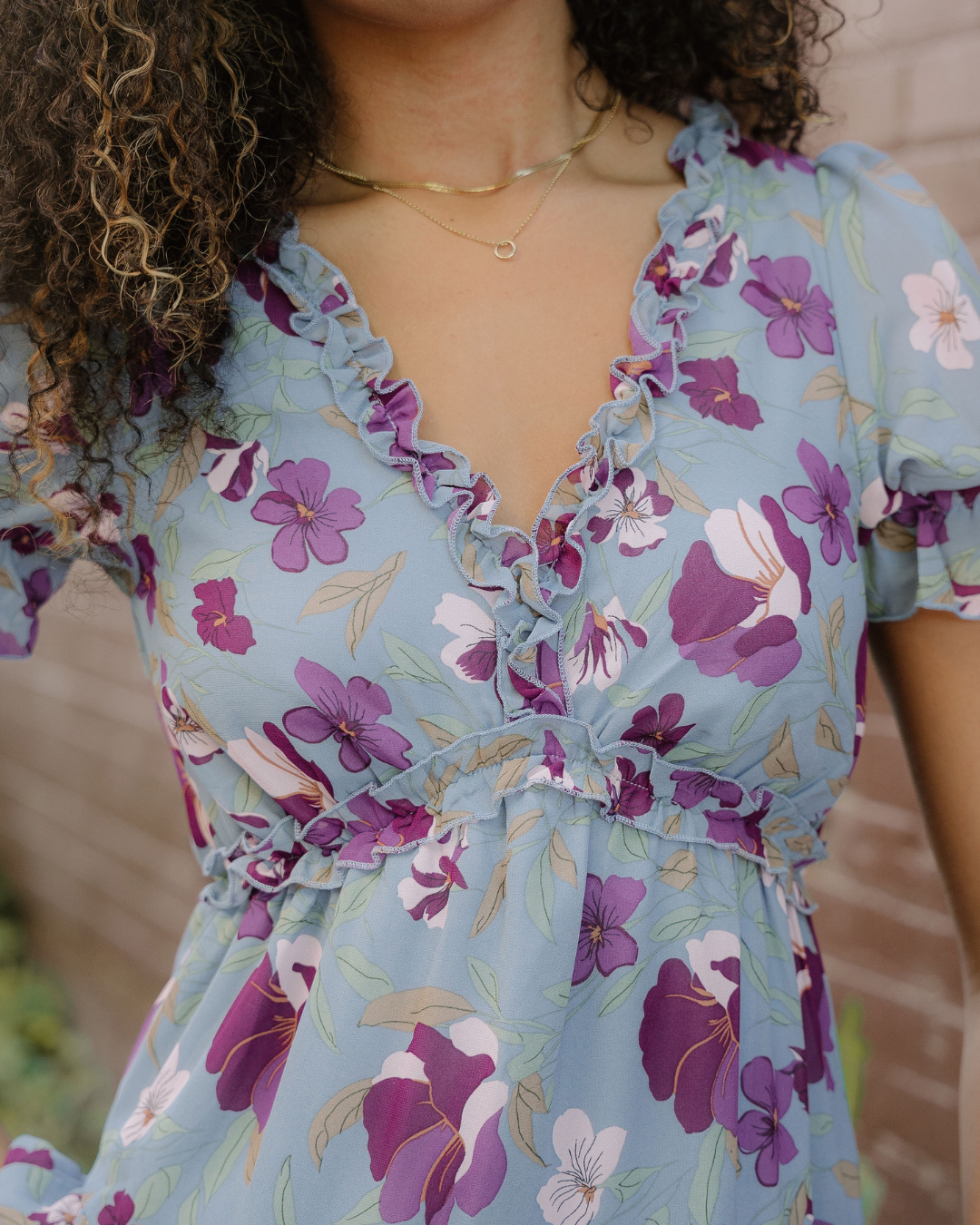 Haisley V Neck Short Sleeve Maxi Dress in Sky Blue view 4 - Halsey Short Dress