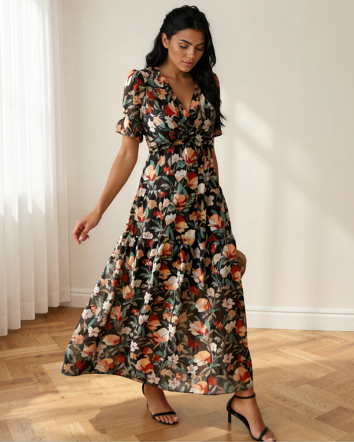 Haisley V Neck Short Sleeve Maxi Dress view 9 - Halsey Short Dress