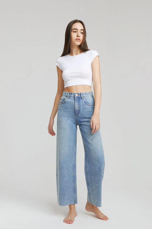Hey Joanie Moon Curve Raw Hem Crop Jeans in The Boys of Summer view 2 - Hj129 Jeans (bottom)