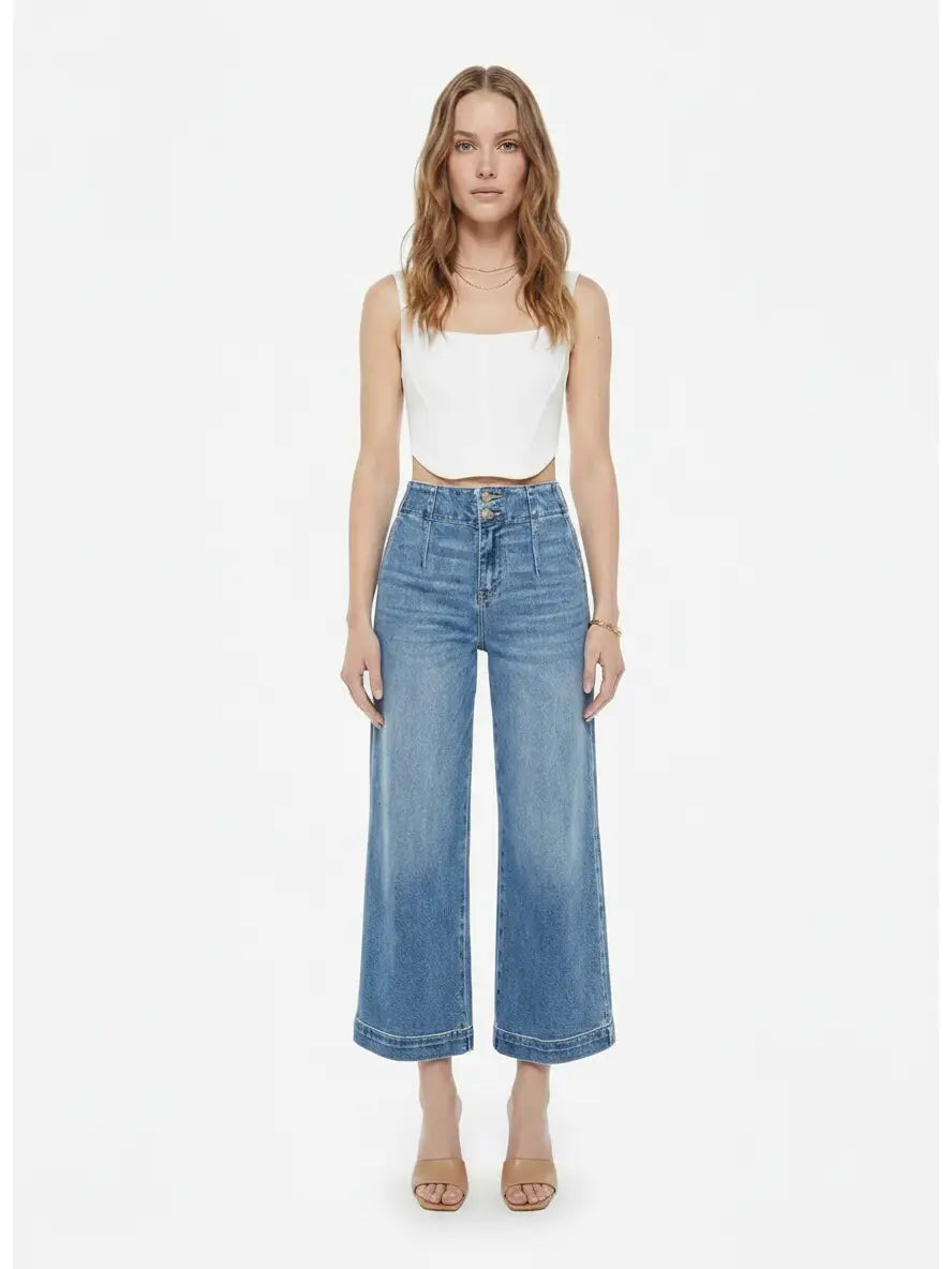 High Rise Crop Wide Jeans in 3 (25) view 2 - High-Waisted - High Rise Jeans Women (bottom)
