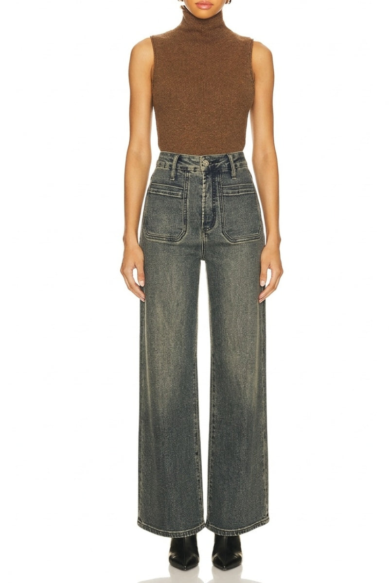 High Rise Tinted Tummy Control Palazzo Jeans in TINTED DARK - High-Waisted - High Rise Jeans Women (bottom)