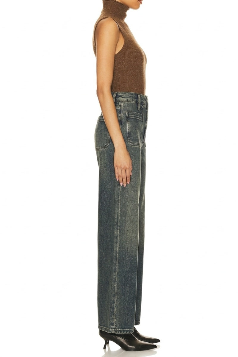 High Rise Tinted Tummy Control Palazzo Jeans in TINTED DARK view 2 - High-Waisted - High Rise Jeans Women (bottom)